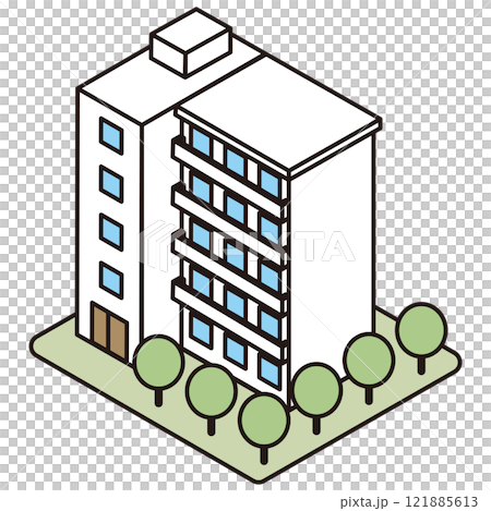 立体的なマンションのイラスト 121885613