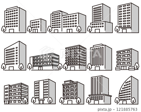 いろいろな建物のイラスト いろいろな建物のイラスト 121885763