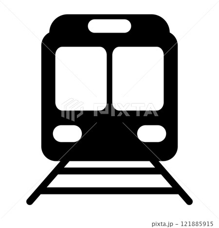 シンプルな電車の正面図　アイコンイラスト 121885915