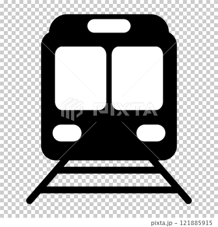 シンプルな電車の正面図　アイコンイラスト 121885915