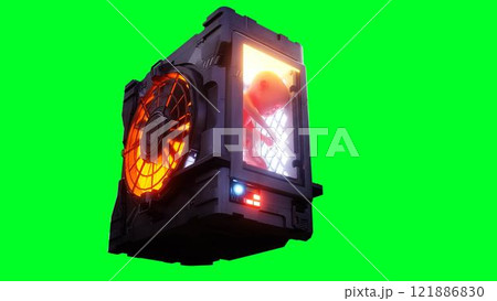 Growing a fetus, baby in a futuristic capsule. genetic engineering concept. 3d rendering 121886830