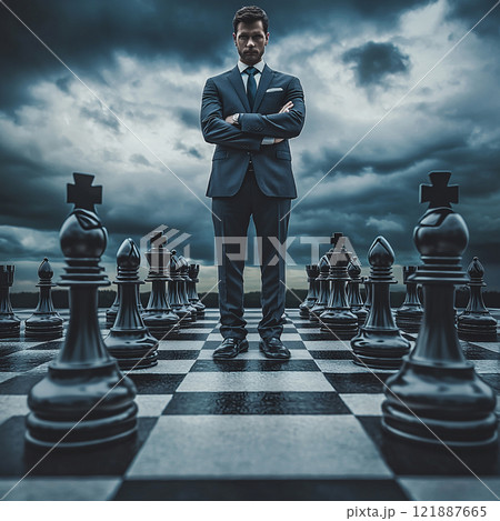 チェスの駒となったビジネスマン チェスの駒となったビジネスマン 121887665