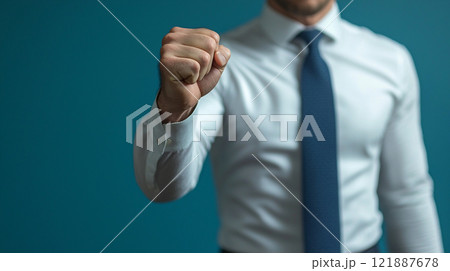 拳を握り締めたビジネスマン	 121887678