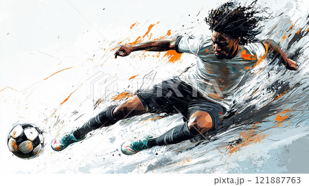 サッカー選手のイラスト	 サッカー選手のイラスト	 121887763
