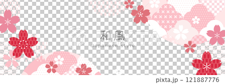 Simple background material with Japanese-style cherry blossom design | Elegant decoration in Japanese style 121887776