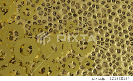 The Gold Gear for engine or Background concept 3d rendering. 121888184