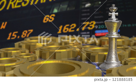 The Chess and gold gear for Business concept 3d rendering. 121888185