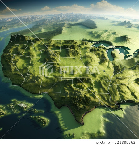 hight detail map of usa with ESG style, set zero green concept hight detail map of usa with ESG style, set zero green concept 121889362