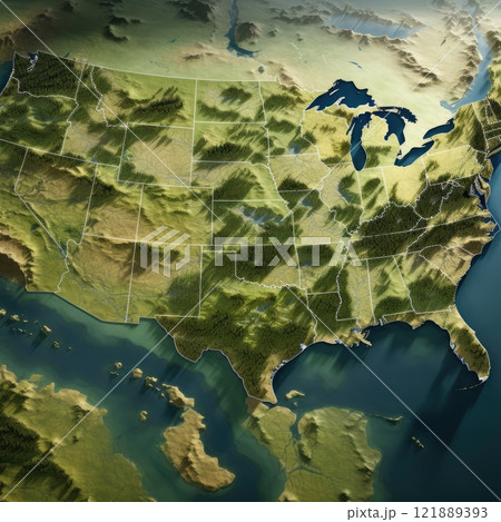 hight detail map of usa with ESG style, set zero green concept 121889393