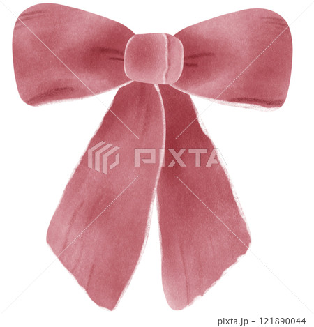 Red Coquette ribbon bow watercolor illustration Red Coquette ribbon bow watercolor illustration 121890044