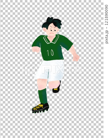 サッカーの試合で追いかけている少年 121890090