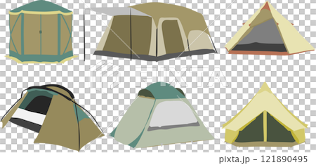 Tent graphic material illustration set Tent graphic material illustration set 121890495