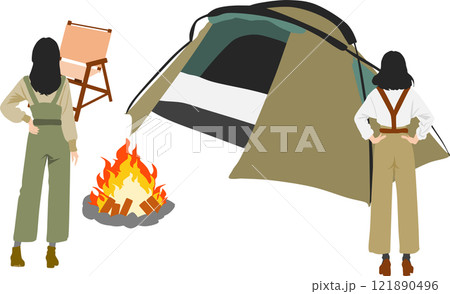 テント設営のイラスト 121890496