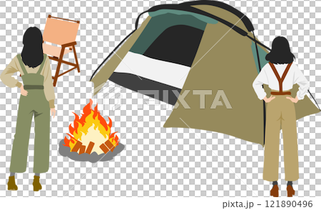 テント設営のイラスト 121890496
