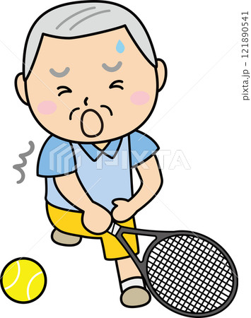 シニアの趣味テニス、頑張る瞬間 シニアの趣味テニス、頑張る瞬間 121890541