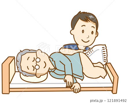 介護清拭、身体の清潔を保つ介護をする 121891492