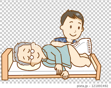介護清拭、身体の清潔を保つ介護をする 121891492