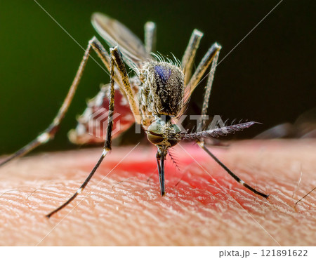 Aedes mosquito biting and causing disease 121891622