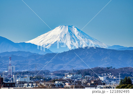 立川市　立川ステージガーデン　スカイデッキの展望　富士山　一月中旬 121892495