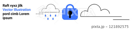 Lock with keyhole between two clouds and raindrops. Ideal for data security, cloud computing, information protection, online privacy, network security. Banner for landing page Lock with keyhole between two clouds and raindrops. Ideal for data security, cloud computing, information protection, online privacy, network security. Banner for landing page 121892575