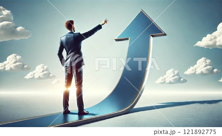未来を指し示すビジネスマンのポーズ 121892775