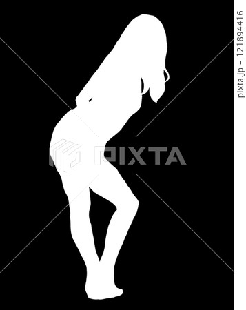 ダンスをする女性のシルエット白 121894416