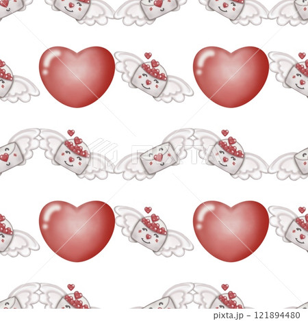Seamless red heart pattern for Valentine's Day  on colorful background. 121894480
