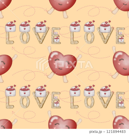 Seamless red heart pattern for Valentine's Day on colorful background. Seamless red heart pattern for Valentine's Day on colorful background. 121894483
