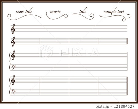 クラシックな楽譜ノートのフレームセット 121894527