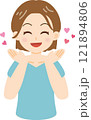 手を合わせて喜ぶ女性のイラスト 121894806