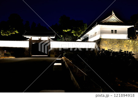 東京 皇居のライトアップ桜田門の夜景 東京 皇居のライトアップ桜田門の夜景 121894918