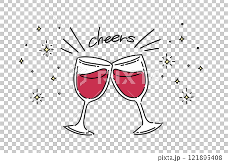 Illustration of a man toasting wine (red wine) Sparkling 121895408