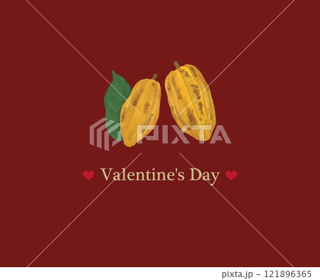 バレンタインに使えるカカオのイラストバナー 121896365