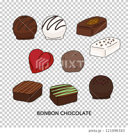 Bonbon 巧克力線描插圖 Bonbon 巧克力線描插圖 121896383