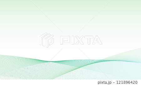 緑色のグラデーションの波形イメージ　曲線　背景素材 121896420