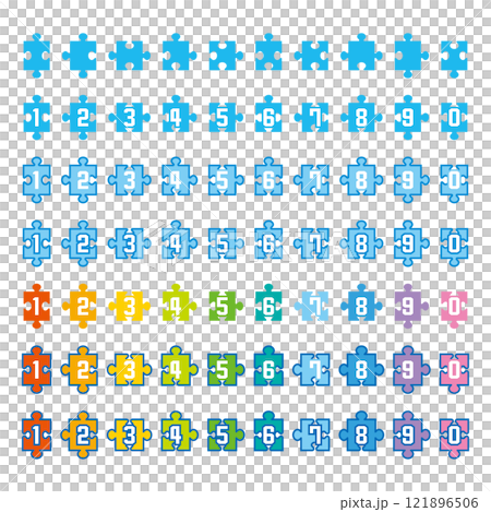 Illustration of jigsaw puzzle numbers icon 121896506