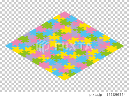 A simple jigsaw puzzle seen from above A simple jigsaw puzzle seen from above 121896554