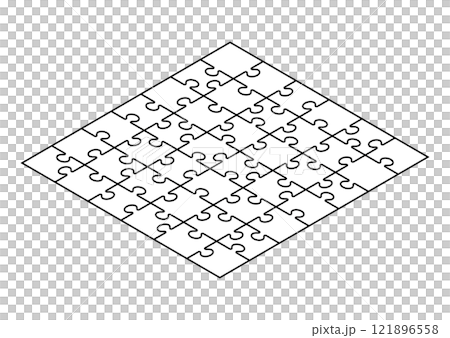 A simple jigsaw puzzle seen from above 121896558