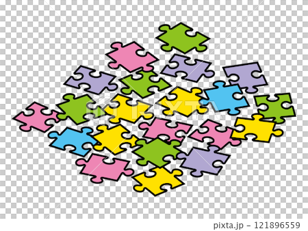 A simple jigsaw puzzle seen from above A simple jigsaw puzzle seen from above 121896559