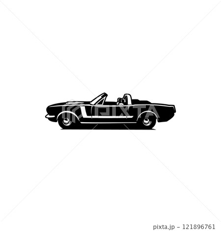 1965 ford mustang silhouette logo. isolated white background view from the side. best for logo, badge, emblem, icon, sticker design. available in eps 10 121896761