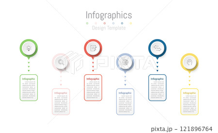 Infographic 6 options design elements for your business data. Vector Illustration. 121896764