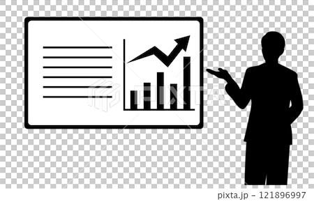 Silhouette illustration of a businessman giving a presentation 121896997
