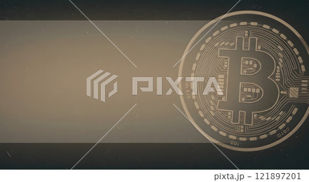 Minimalist Bitcoin Coin on Gradient Background 121897201