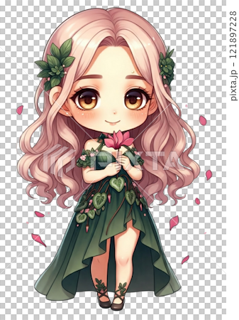 【お花の妖精　シクラメン】イラスト　グラスアート　水彩画　原画 お花の妖精 シクラメン】イラスト グラスアート 水彩画 原画