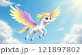 空を飛ぶ虹色のユニコーン 121897802