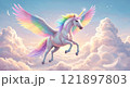空を飛ぶ虹色のユニコーン 121897803