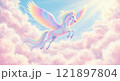 空を飛ぶ虹色のユニコーン 121897804