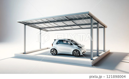 住宅用カーポートと車の模型01「AI生成画像」 121898004
