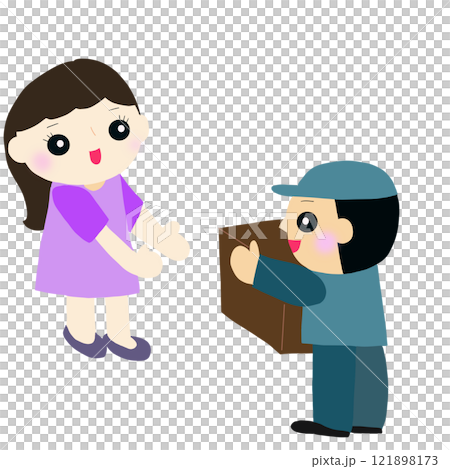 宅配便を受け取る人/届ける人 121898173