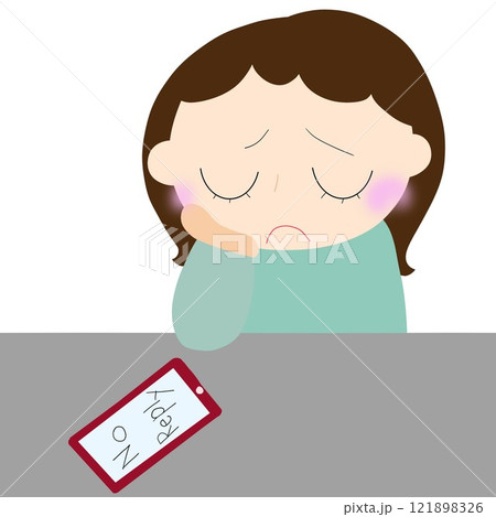 返信が来なくて悩む女の子 121898326